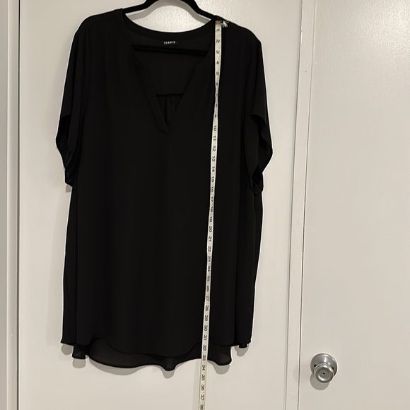 Torrid 4X Harper Georgette Black Blouse Short Sleeves - Picture 3 of 7